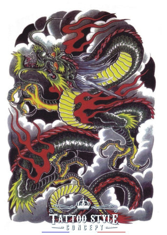 Tatouage Asiatique - Colère Du Dragon Orage Asian