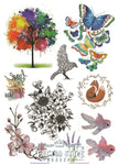 Planche De Tatouage Éphémère Fleurs Arbre Papillon Poisson Et Oiseau Coloré Plaquettes