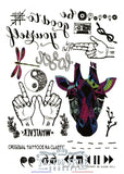Planche De Tatouage Éphémère Motifs Originaux Animaux Girafe Mots Écritures Et Symboles Divers