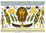 Planche De Tatouage Éphémère Symboles Plumes Bracelets Style Egyptien En Couleur Plaquettes