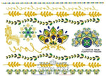 Planche De Tatouages Éphémères Symbole Florale Style Thaï En Couleur Plaquettes