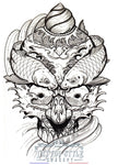 Tatouage Abstrait - Crâne De Démon Des Eaux Et Poissons