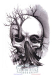 Tatouage Abstrait - Crâne Et Arbre Mort Sinistre Abstrait
