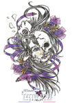 Tatouage Abstrait - Femme Fée Et Masque Tête De Mort Abstrait