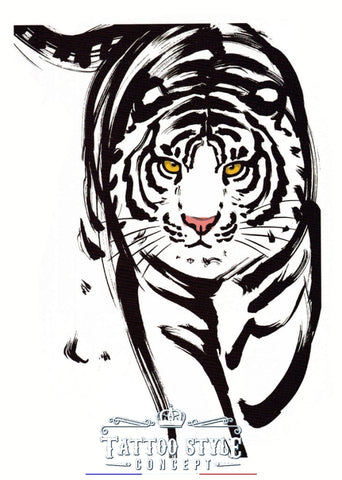 Tatouage temporaire Animal - Tigre en chasse au pinceau