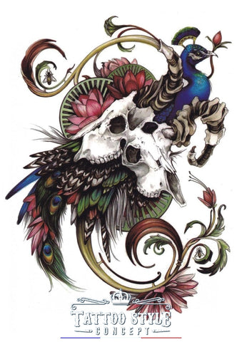 Tatouage Art Abstrait - Crâne De Cerf Et Pan Abstrait