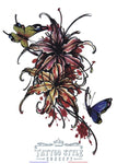 Tatouage Art Abstrait - Papillon Et Fleurs Sanglantes Abstrait