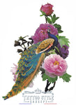Tatouage Art - Oiseau Paon Et Fleurs Fleurs