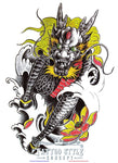 Tatouage temporaire Asiatique - Dragon Chinois et fleur de Lys