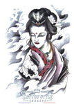 Tatouage temporaire Asiatique - Femme Geisha dans la brume au clair de lune