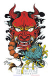 Tatouage temporaire Asiatique - Portrait de Roi démon rouge Oni