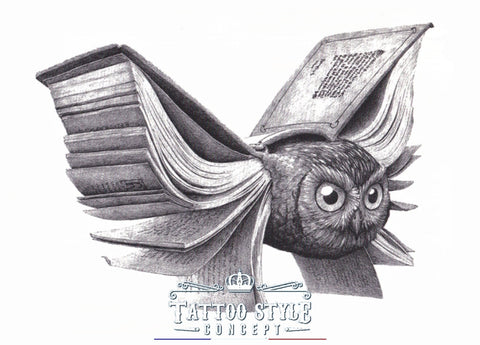 Tatouage temporaire Atypique Hibou ailes en livre - E-book