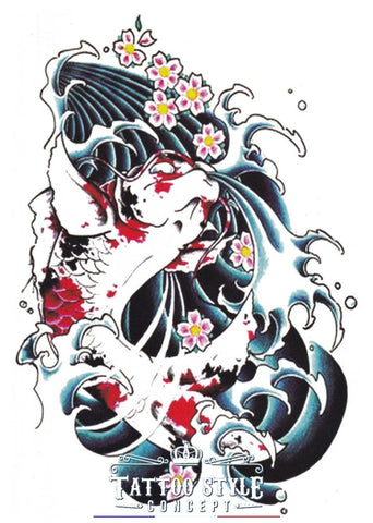 Tatouage Carpe Art Original En Couleur Aquatiques