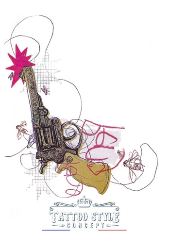 Tatouage Dessin Croquis - Revolver Abstrait