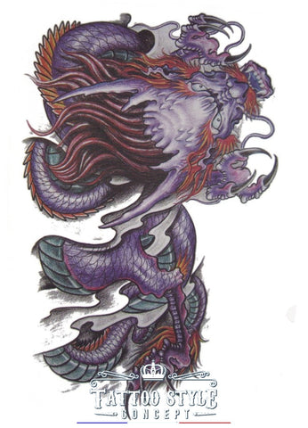 Tatouage Dragon Ancien Violet Mort-Vivant Au Crayon Asian