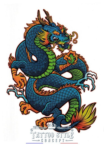 Tatouage Dragon Chinois Style Manga Asian