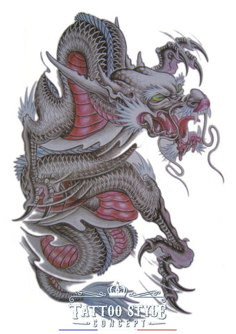 Tatouage Dragon Vénérable Blanc Et Coups De Griffes Asian