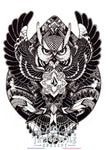 Tatouage Emblème De Chouette Abstrait En Noir Et Blanc Oiseaux