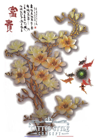 Tatouage temporaire Fleur blanche Japonaise - Cerisier Sakura