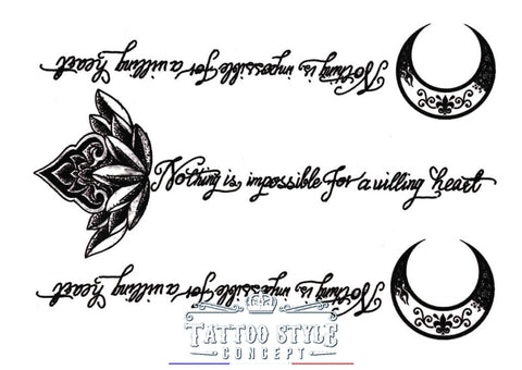 Tatouage temporaire Fleur de Lys et Lune - Rien n'est impossible