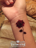 Tatouage Fleur Rose Rouge Éclos Fleurs