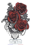 Tatouage temporaire Fleurs - Roses rouges avec perles et Ornements raffinés