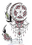 Tatouage Glamour Oriental - Ornement Lune Et Roses Lovely