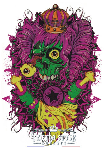 Tatouage Gore - Zombie Royal Décharné Violet Atypique