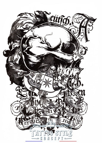 Tatouage Gothique - Crâne Et Emblème Annihiliste Skull