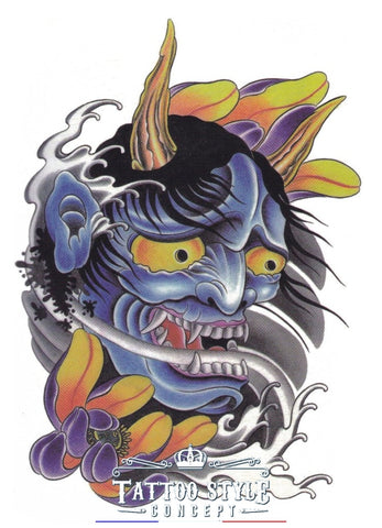 Tatouage Japonais - Oni Des Flots Et Nénuphar Asian