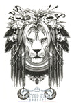 Tatouage Lion Stylisé En Noir Et Blanc Animaux