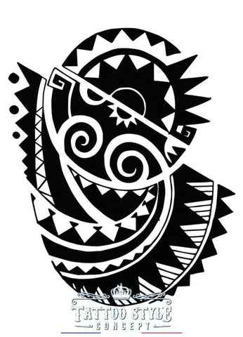 Tatouage Maori - Soleil Et Vagues Tribal