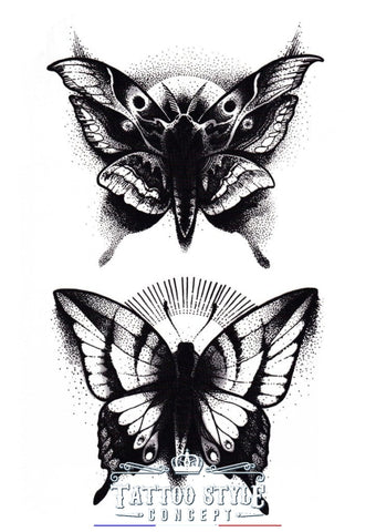 Tatouage Papillons - Nuit Et Jour Motifs Stylés