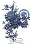 Tatouage Peinture Branche Fleur Bleue Et Oiseau Cercle Fleurs