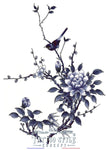 Tatouage Peinture Branche Fleur Et Oiseau Bleu Blanc Fleurs
