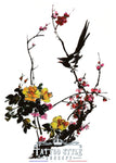 Tatouage Peinture De Branche Fleur Jaune Et Rose Oiseau Fleurs