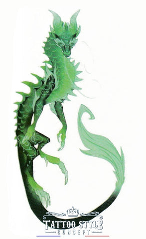 Tatouage Petit Dragon Vert De Jade Motifs Stylés