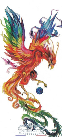 Tatouage Phoenix Aquarelle En Couleurs Motifs Stylés