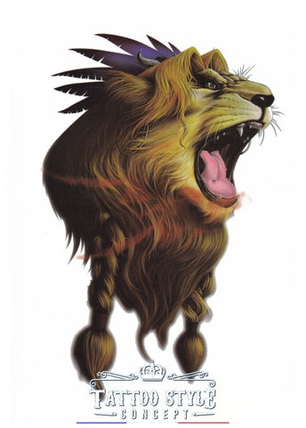 Tatouage Rugissement Du Lion Avec Des Tresses Animaux