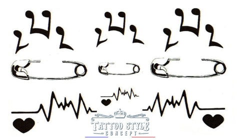 Tatouage Rythme Cardiaque Coeur & Note De Musique Motifs Stylés