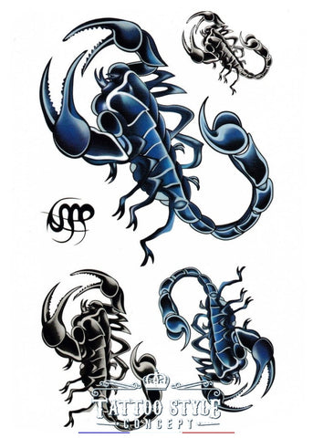 Tatouage Scorpion Bleu Et Noir Animaux