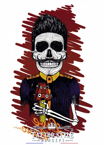 Tatouage Squelette Guitariste - Live Music Skull