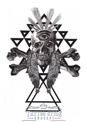 Tatouage Tête De Mort Avec Oeil Égyptien Et Triangle Géométrique Skull