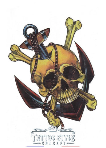 Tatouage Tête De Mort Et Ancre - Marin Perdu Skull