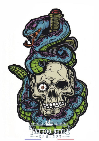 Tatouage Tête De Mort Et Serpent À Sonnette Au Glaive Skull